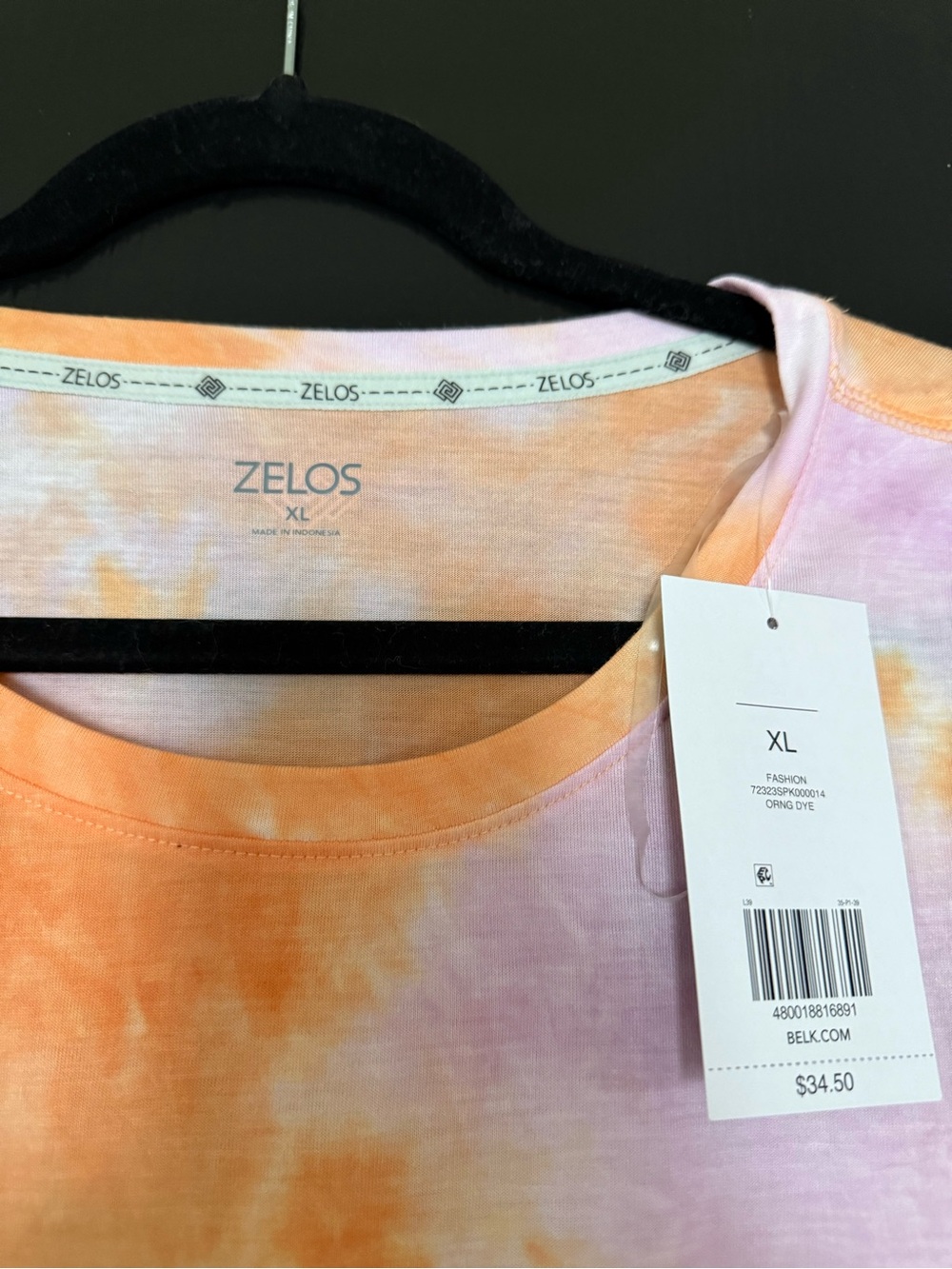 ZELOS Tie-Dye Tee in Peach & Lavender